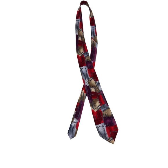 J. Garcia Tie Collection Fifty-Four Scales Abstract Red Purple‎ Gray Silk - Picture 9 of 11